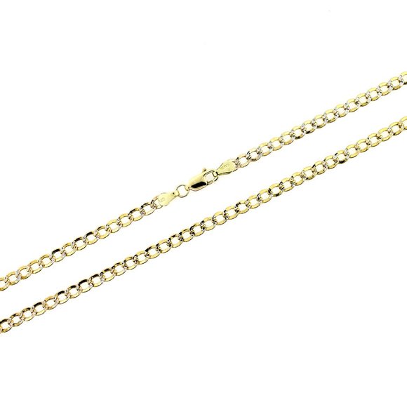 Real 10K Yellow Gold 2.5mm Diamond Cut Cuban Link Chain Necklace 18" inch - Picture 3 of 6
